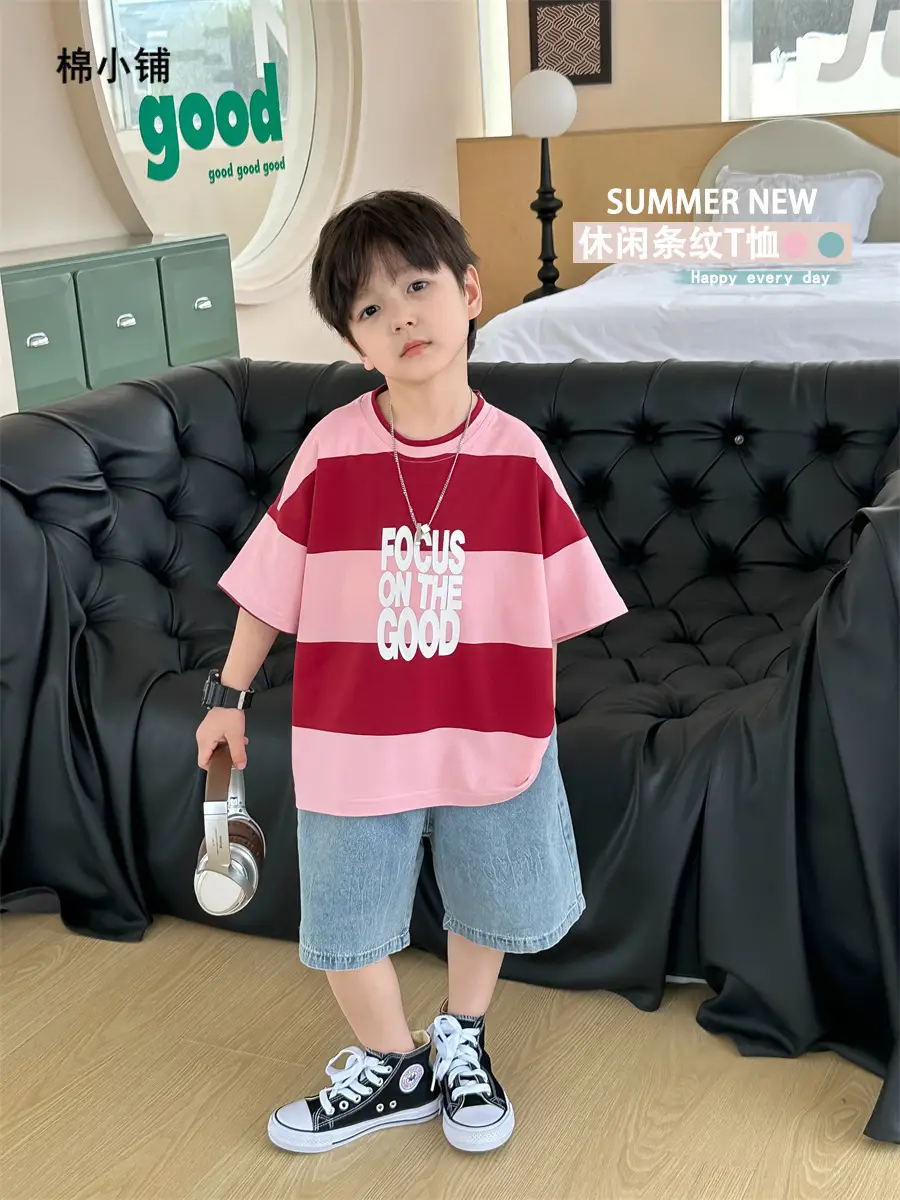 Boys Summer T-Shirt Kids 2025 Korean Style Shorts - Image 3