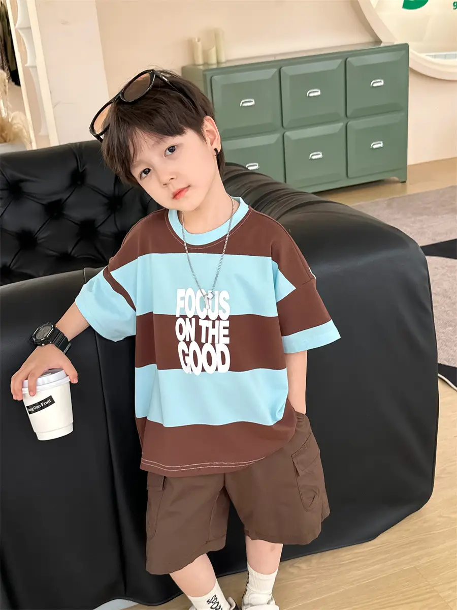 Boys Summer T-Shirt Kids 2025 Korean Style Shorts - Image 4