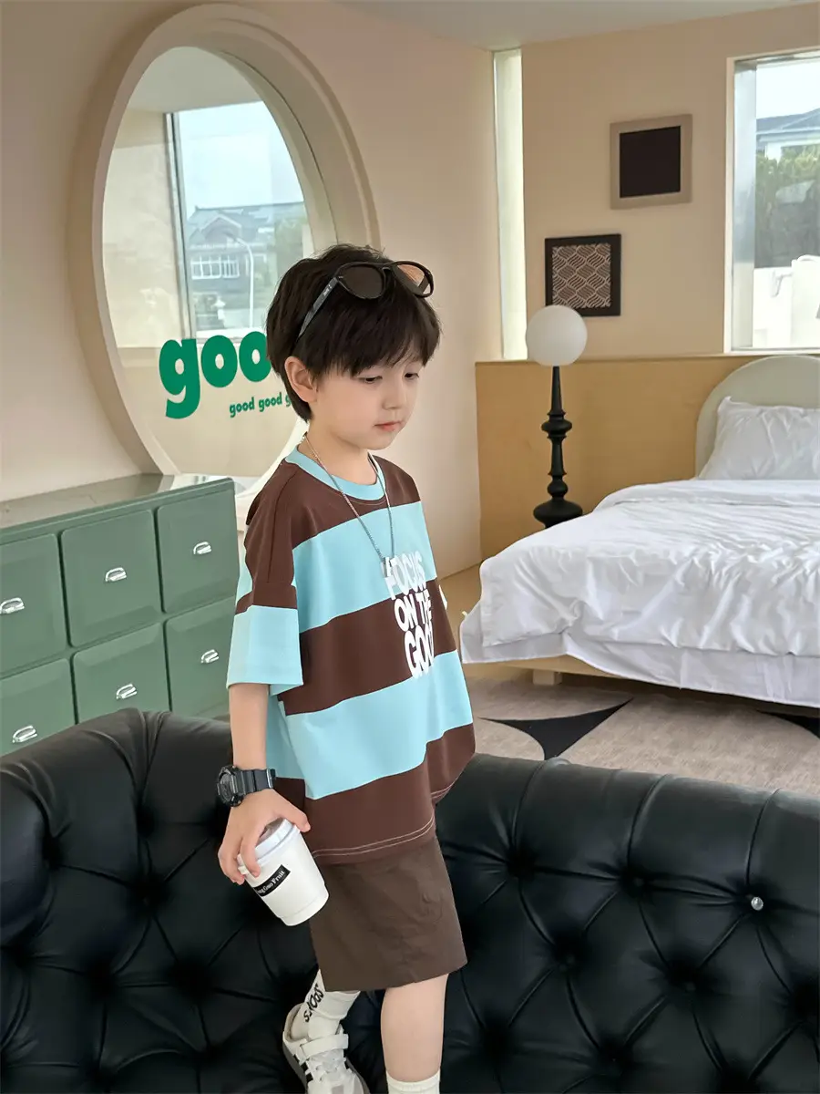 Boys Summer T-Shirt Kids 2025 Korean Style Shorts — feature 21