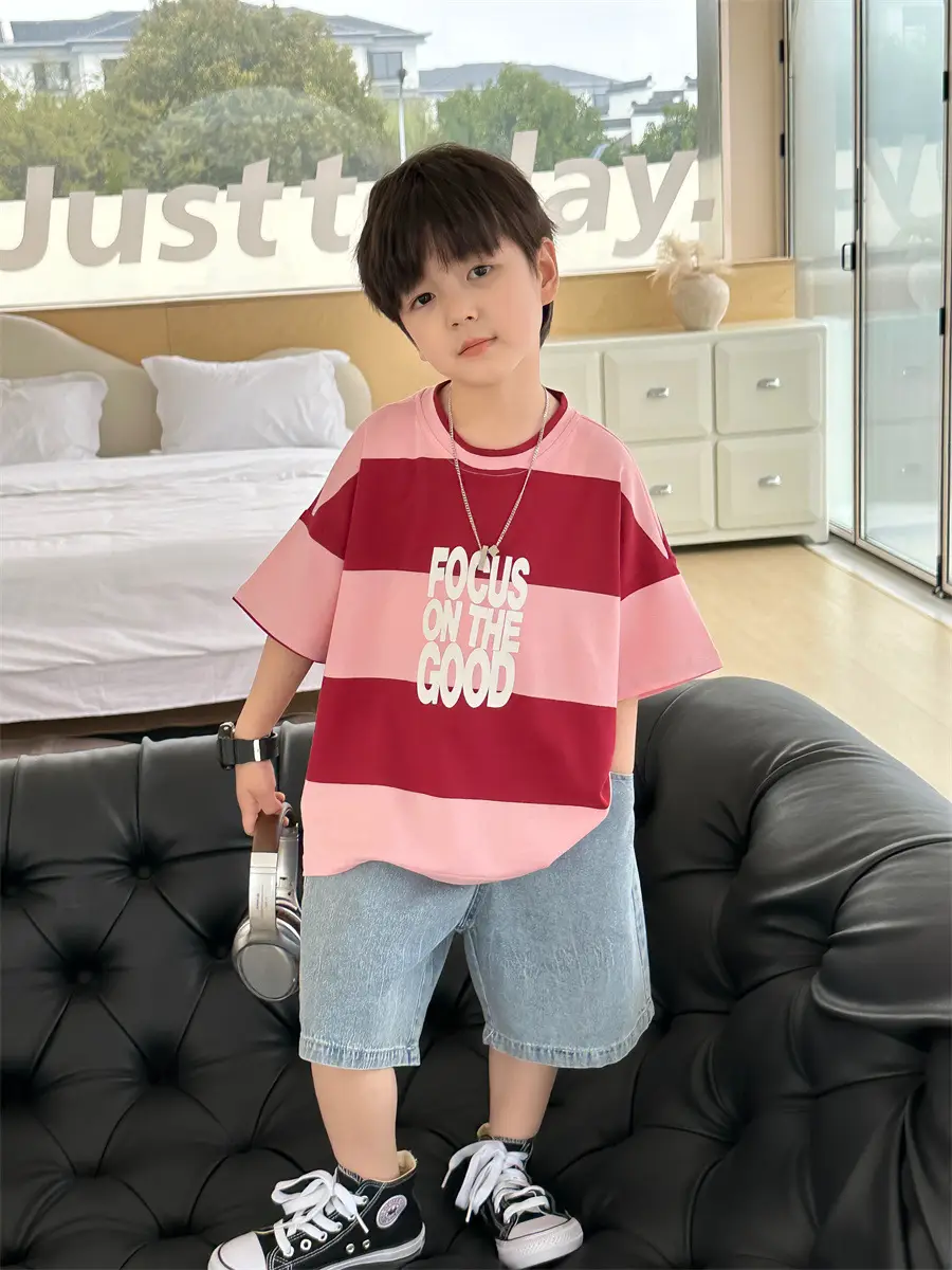 Boys Summer T-Shirt Kids 2025 Korean Style Shorts