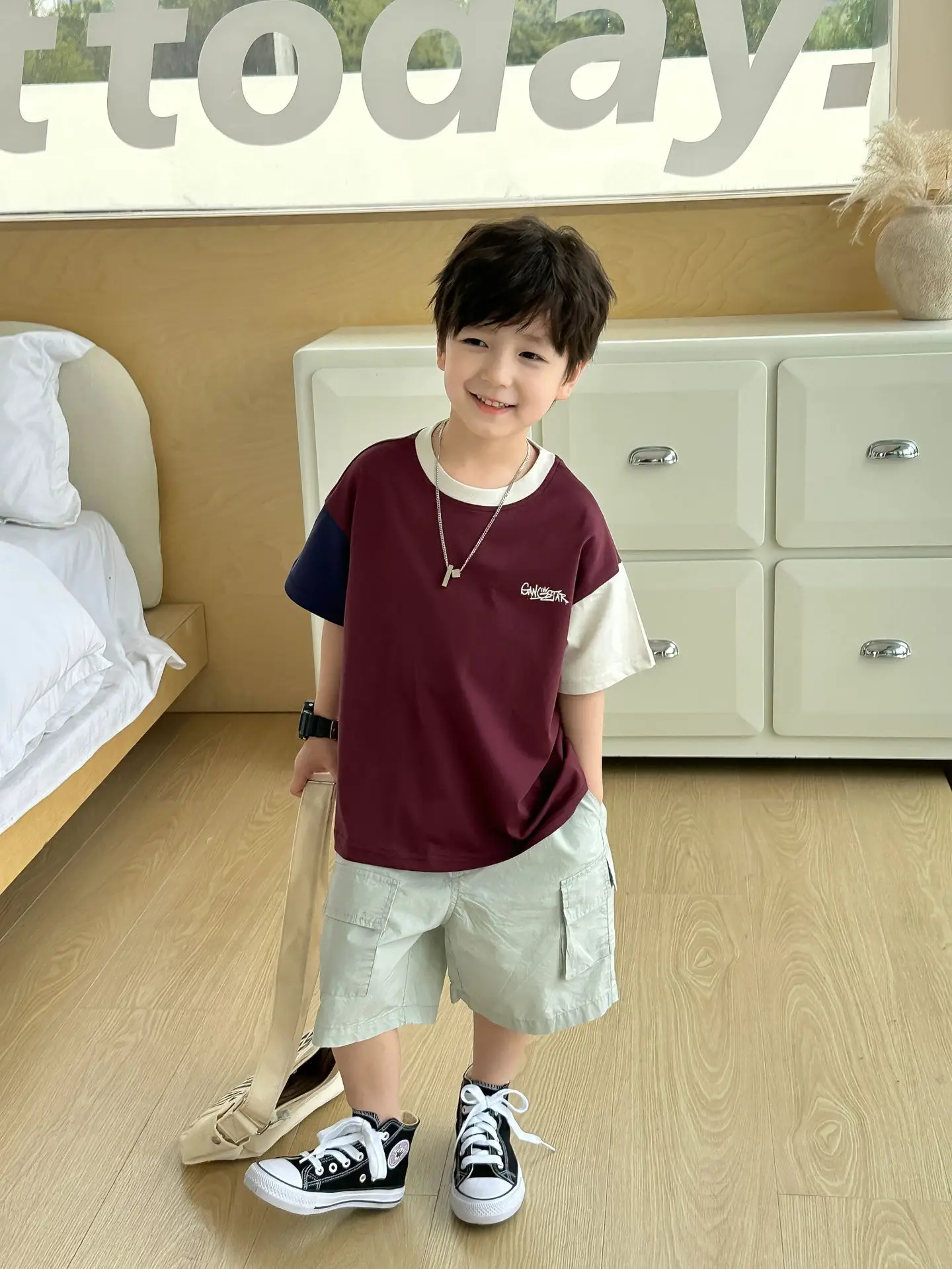 Kids Color-Blocked T-Shirt Boys Casual 2025 New - Image 4