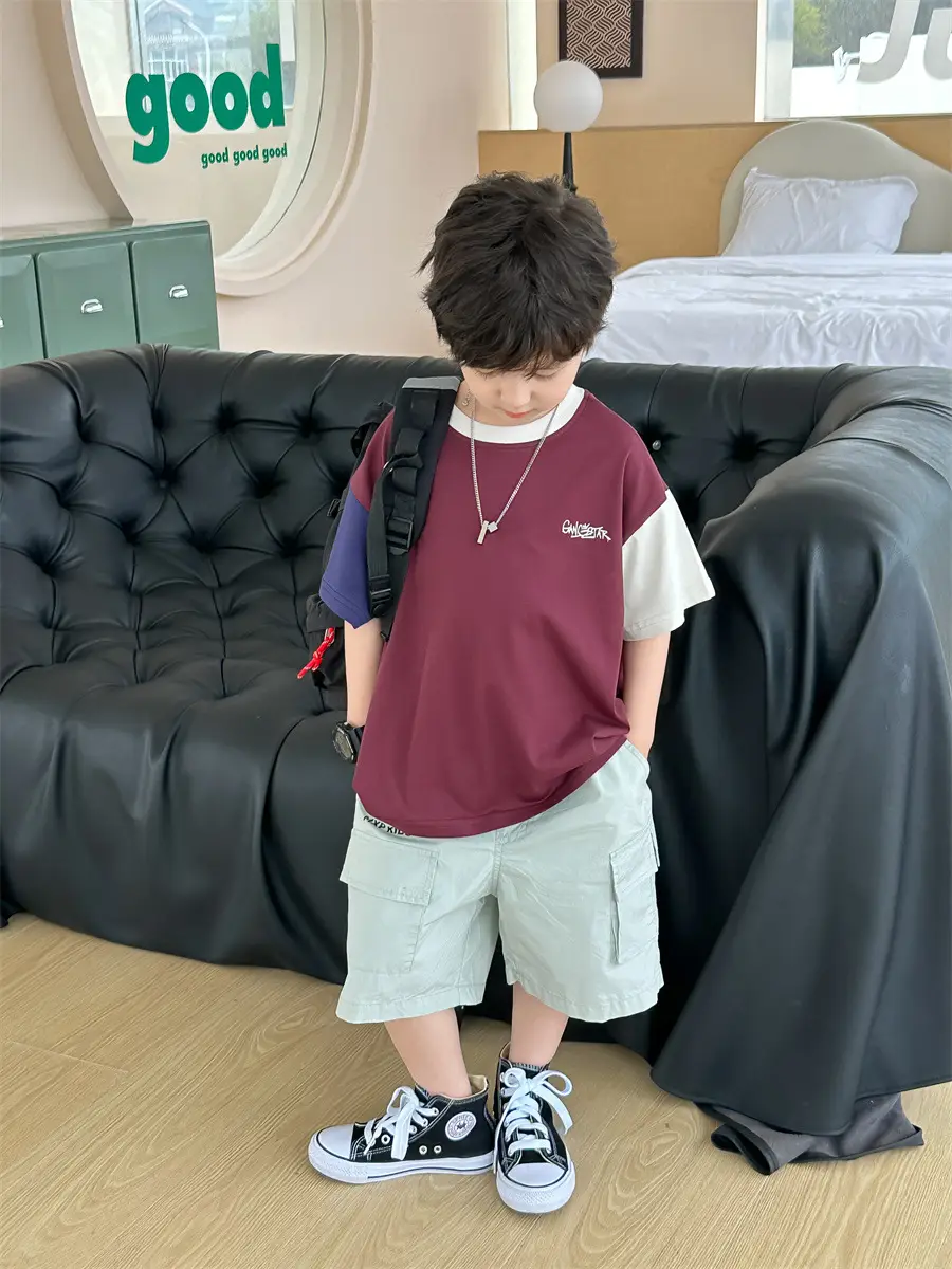 Kids Color-Blocked T-Shirt Boys Casual 2025 New — feature 14
