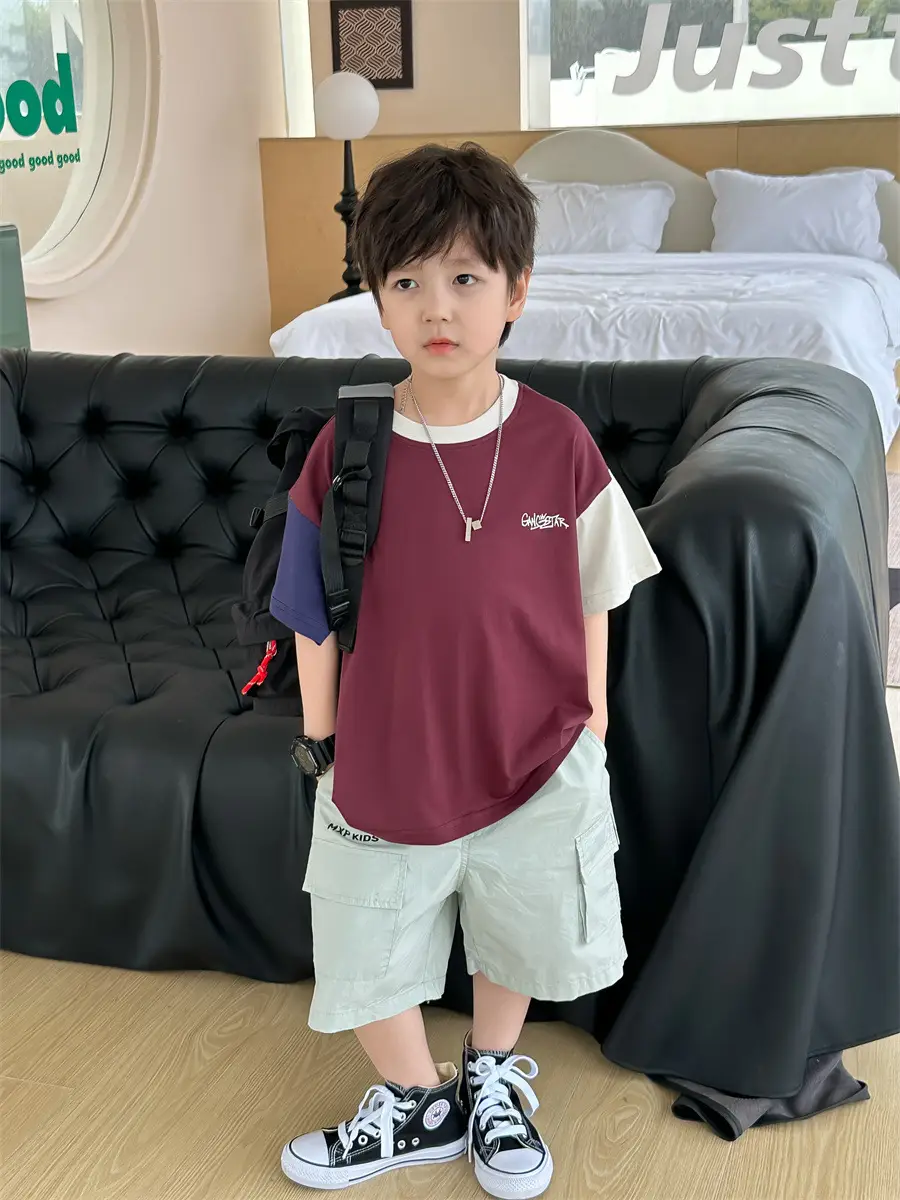 Kids Color-Blocked T-Shirt Boys Casual 2025 New — feature 15