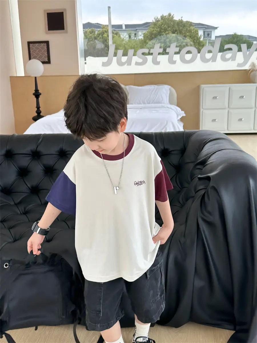 Kids Color-Blocked T-Shirt Boys Casual 2025 New — feature 17