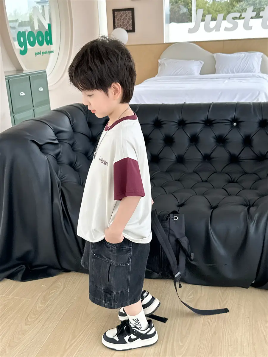 Kids Color-Blocked T-Shirt Boys Casual 2025 New — feature 18
