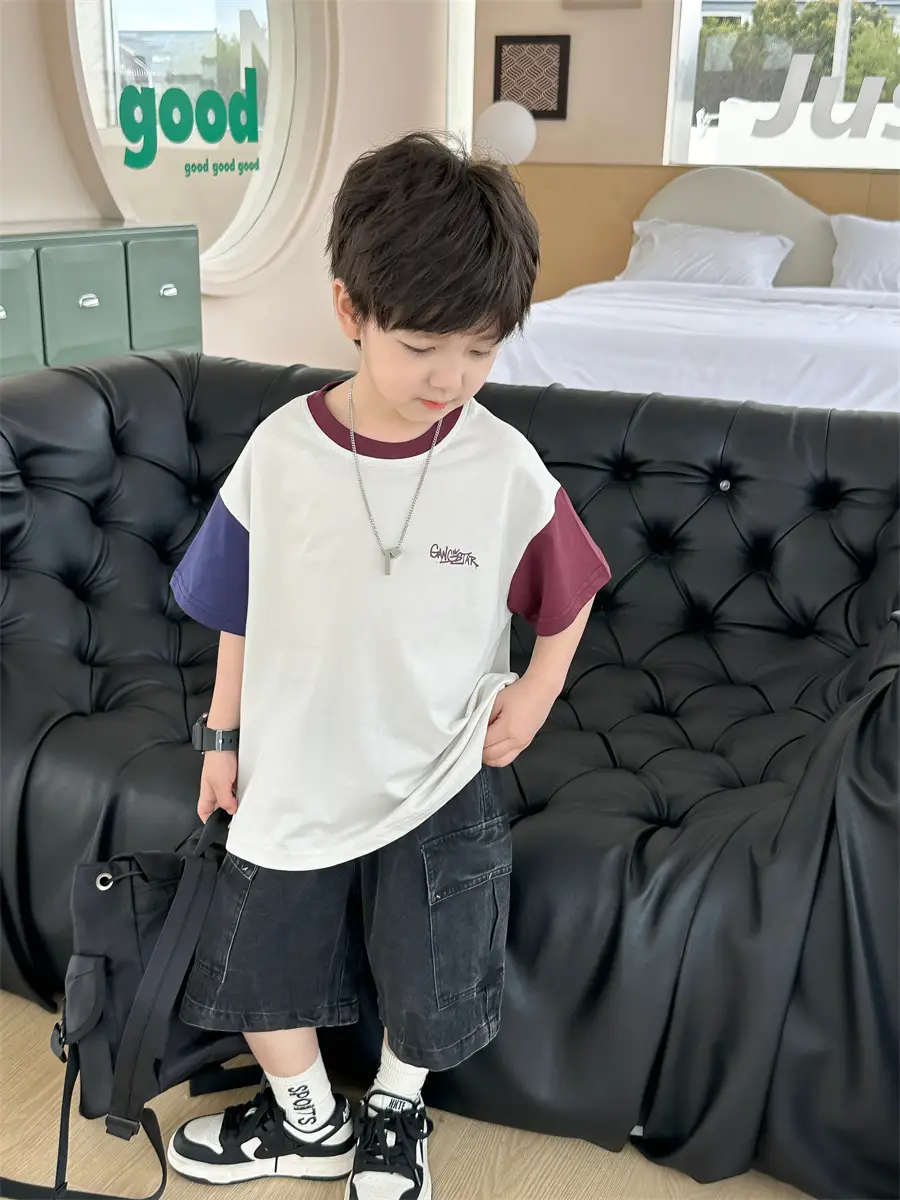 Kids Color-Blocked T-Shirt Boys Casual 2025 New — feature 19