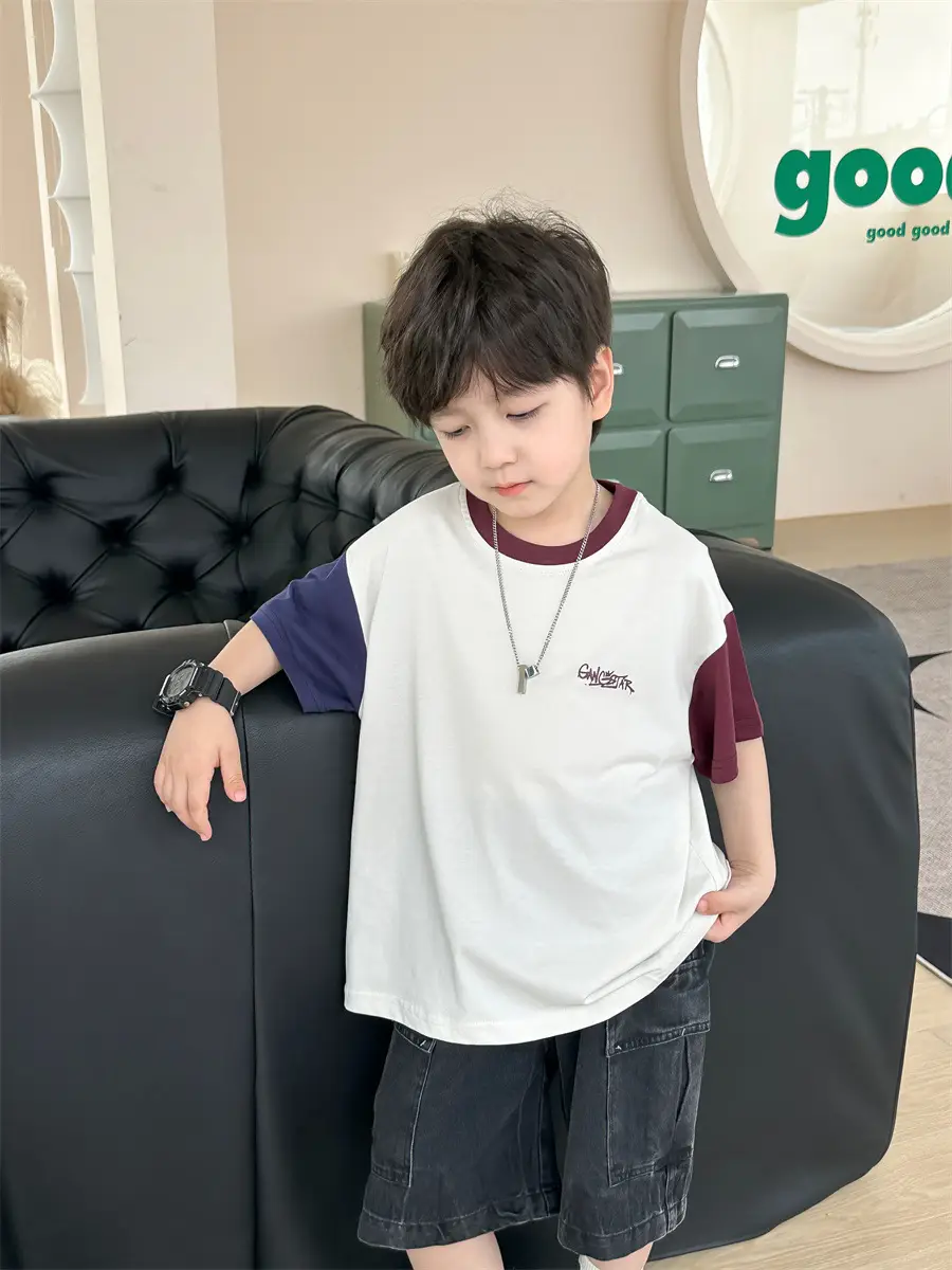 Kids Color-Blocked T-Shirt Boys Casual 2025 New — feature 20