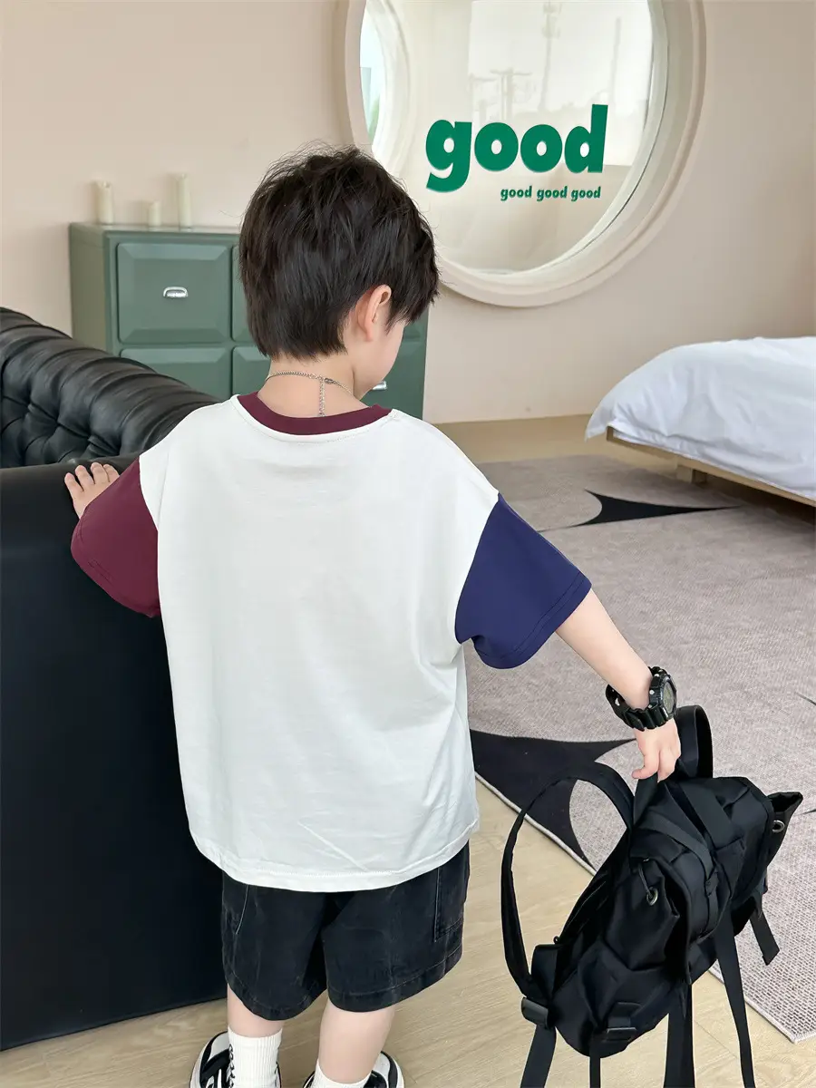 Kids Color-Blocked T-Shirt Boys Casual 2025 New — feature 21
