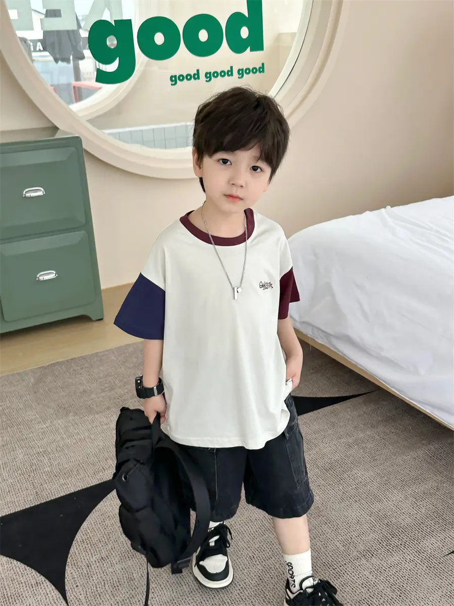 Kids Color-Blocked T-Shirt Boys Casual 2025 New — feature 22