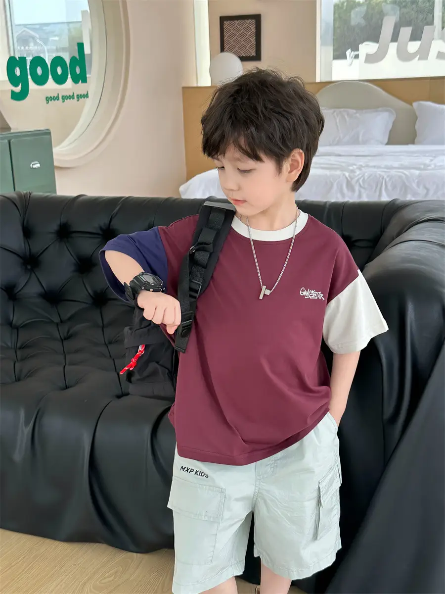 Kids Color-Blocked T-Shirt Boys Casual 2025 New — feature 23