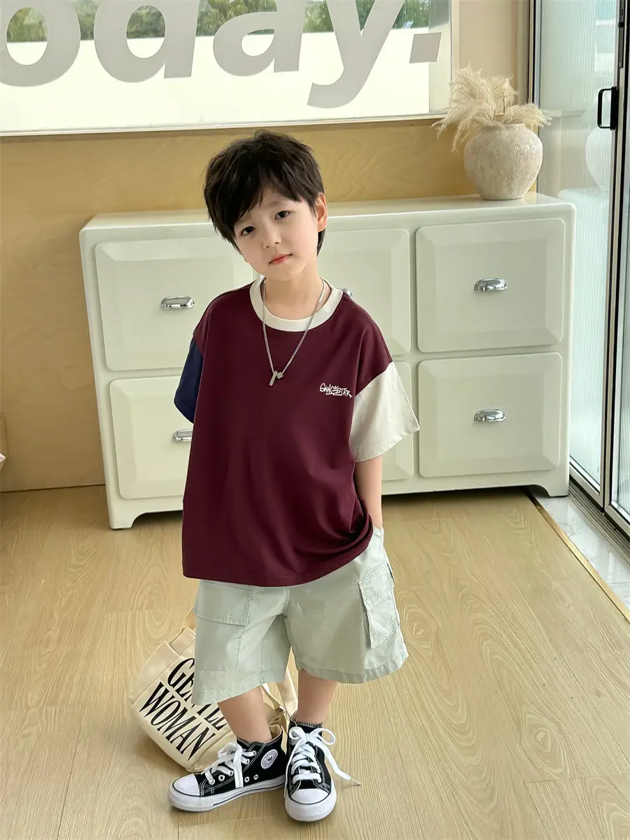 Kids Color-Blocked T-Shirt Boys Casual 2025 New — feature 24