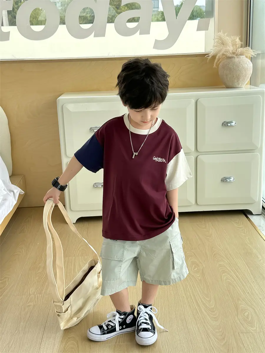 Kids Color-Blocked T-Shirt Boys Casual 2025 New — feature 25