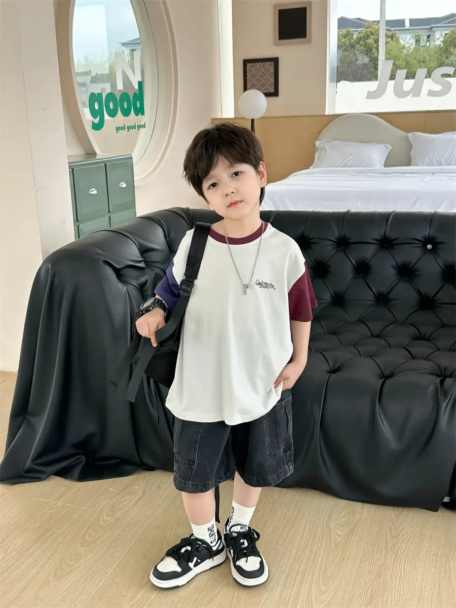 Kids Color-Blocked T-Shirt Boys Casual 2025 New — feature 4