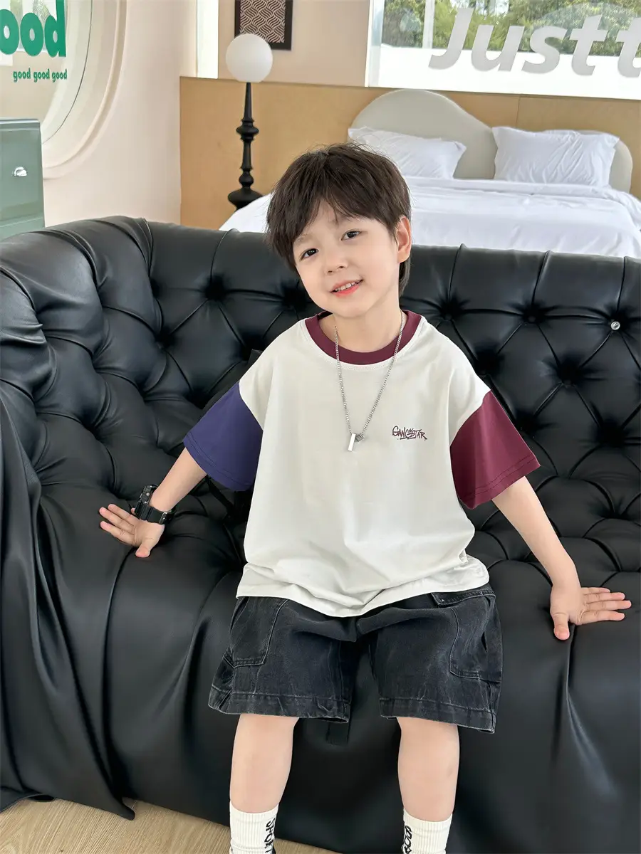 Kids Color-Blocked T-Shirt Boys Casual 2025 New — feature 7