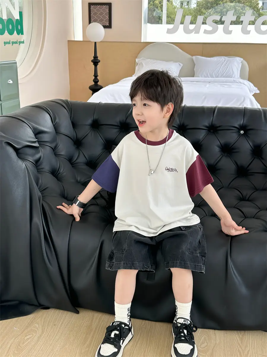 Kids Color-Blocked T-Shirt Boys Casual 2025 New — feature 8