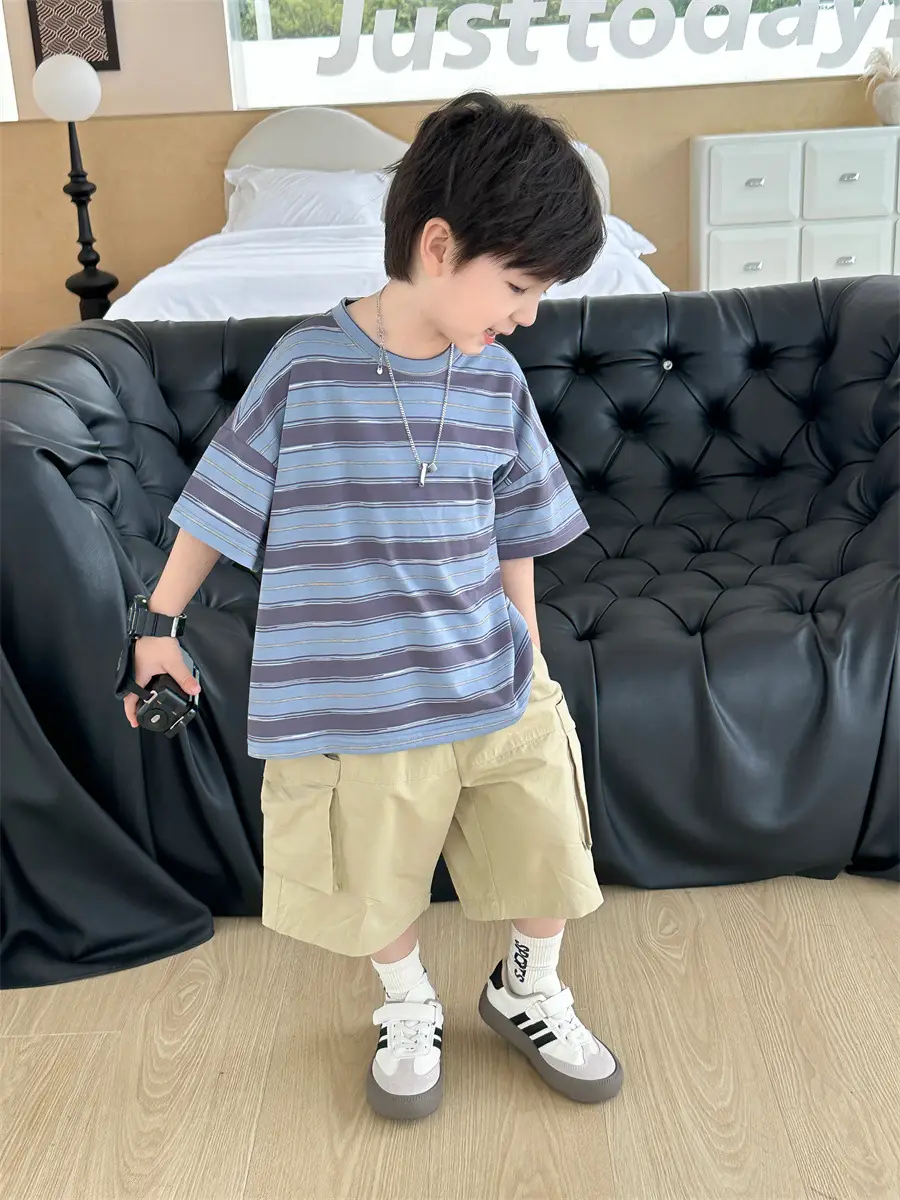 Kids Striped T-Shirt Boys Summer Wear 2025 - Image 4