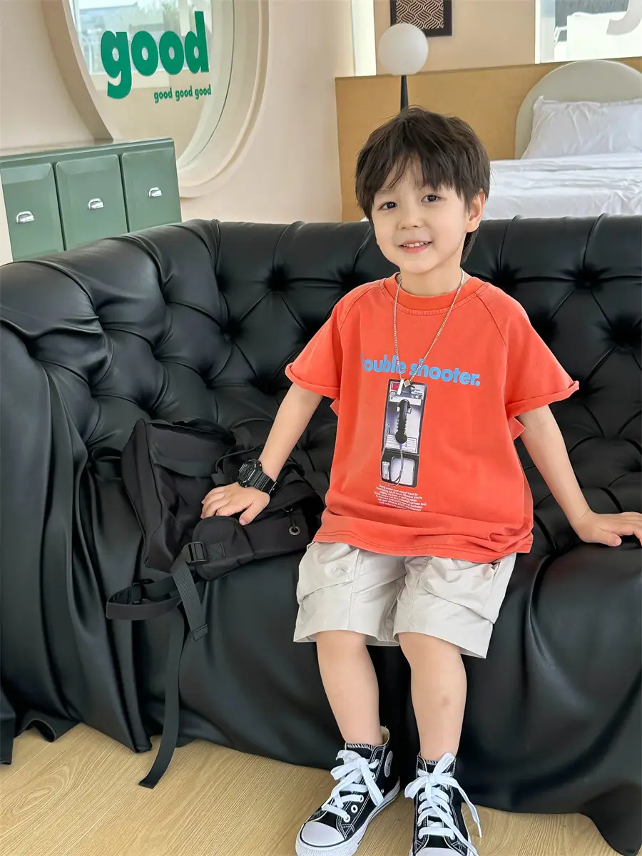 Boys Orange T-Shirt Kids 2025 Summer Clothing — feature 16
