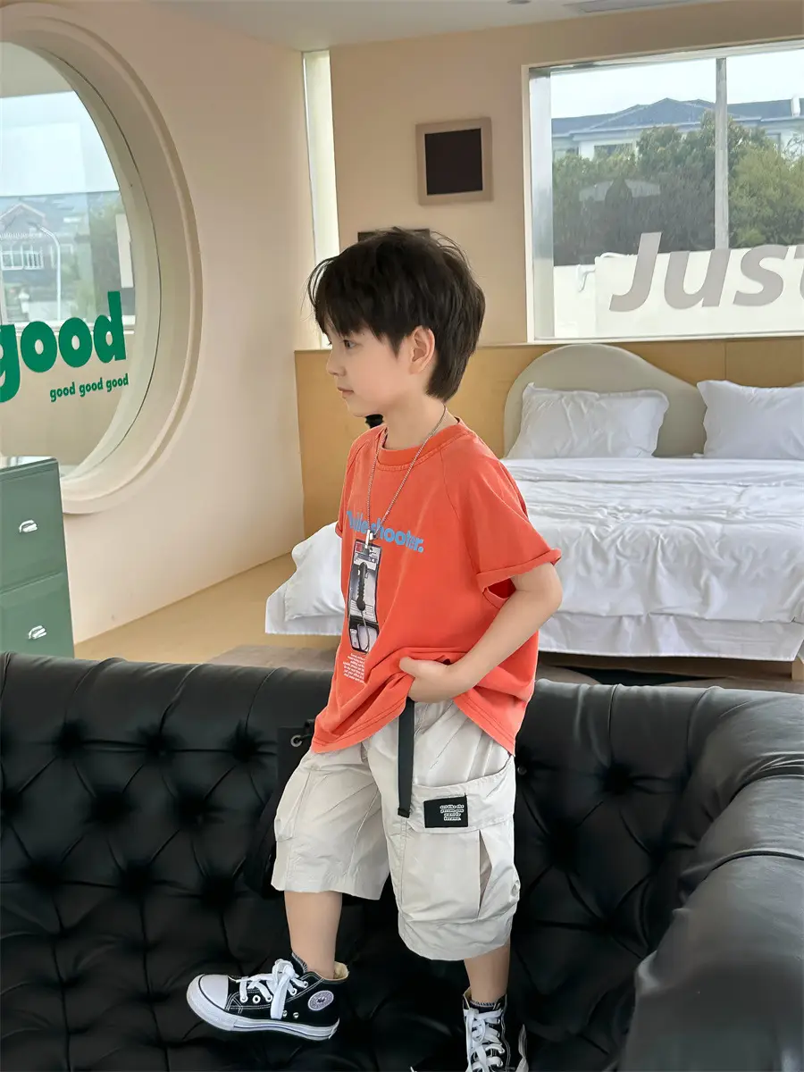 Boys Orange T-Shirt Kids 2025 Summer Clothing — feature 19