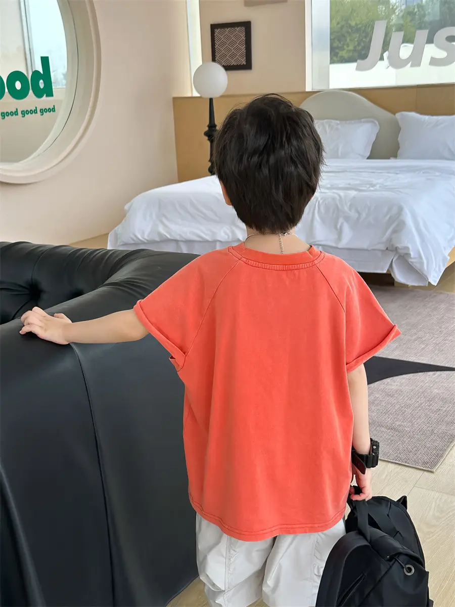 Boys Orange T-Shirt Kids 2025 Summer Clothing — feature 21