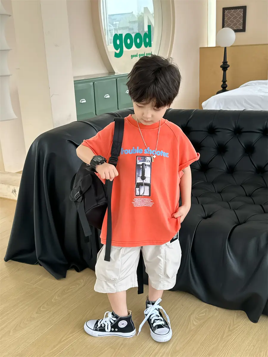 Boys Orange T-Shirt Kids 2025 Summer Clothing — feature 22