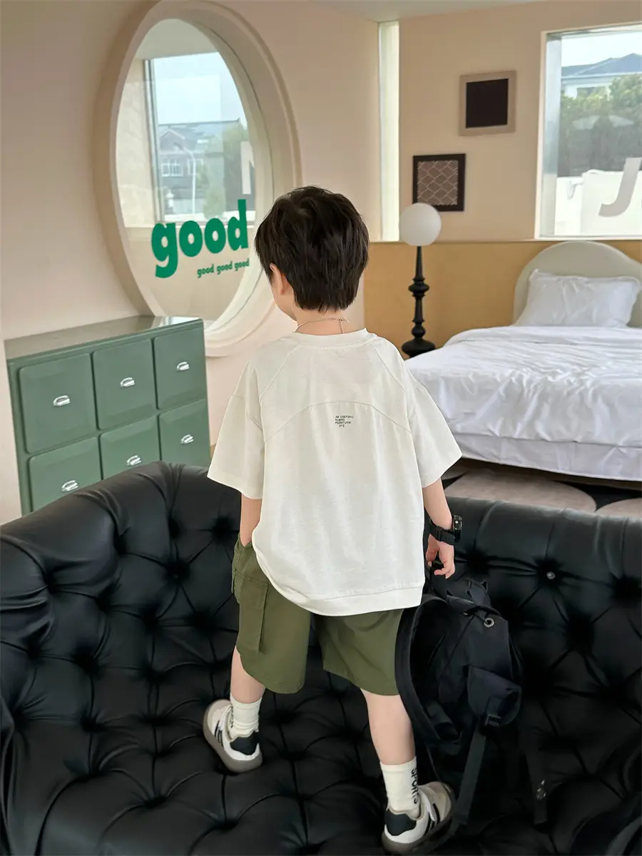 Kids Open T-Shirt Boys Summer Korean Style Embroidered 2025 - Image 6