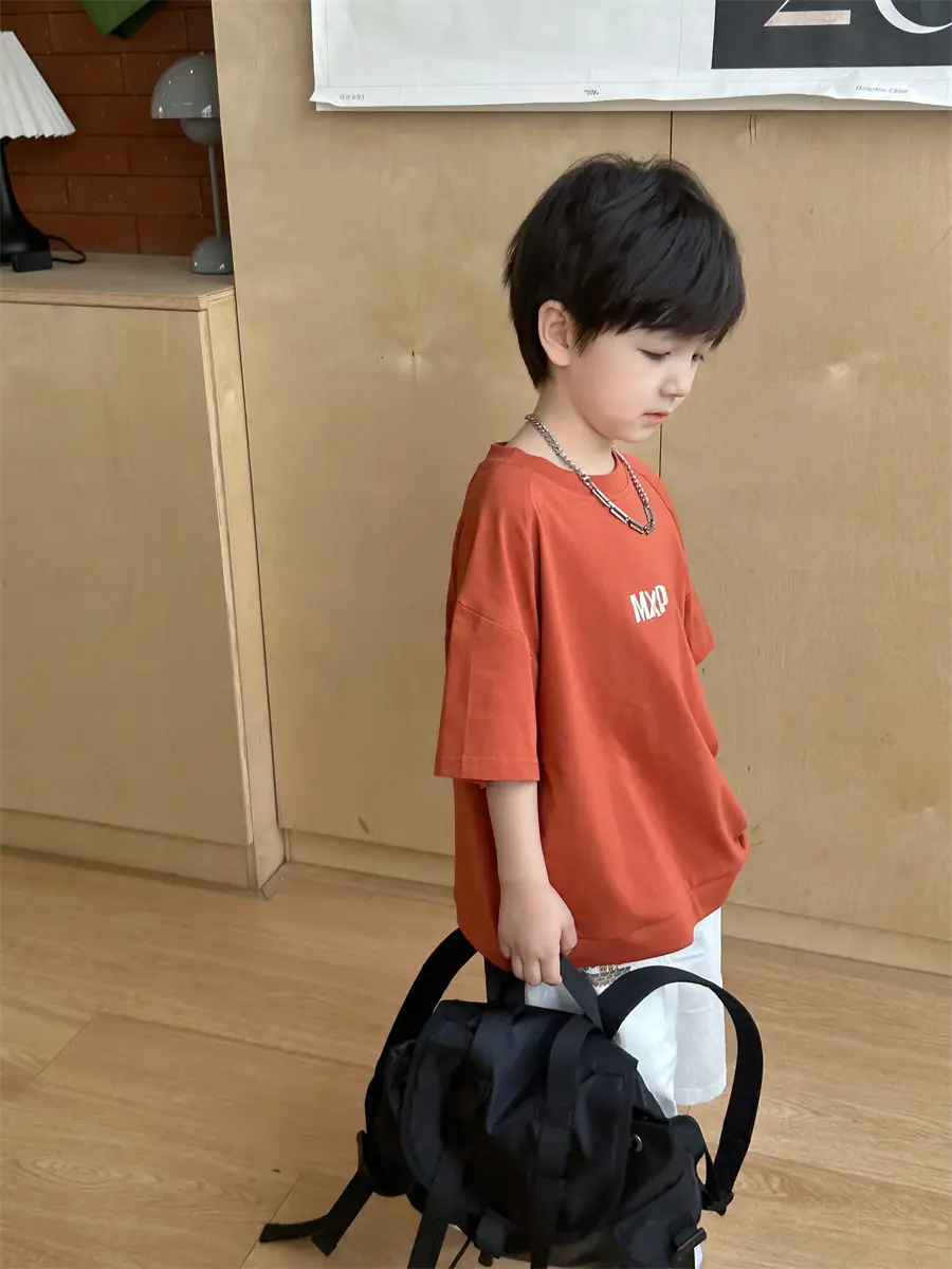 Kids Open T-Shirt Boys Summer Korean Style Embroidered 2025 - Image 7