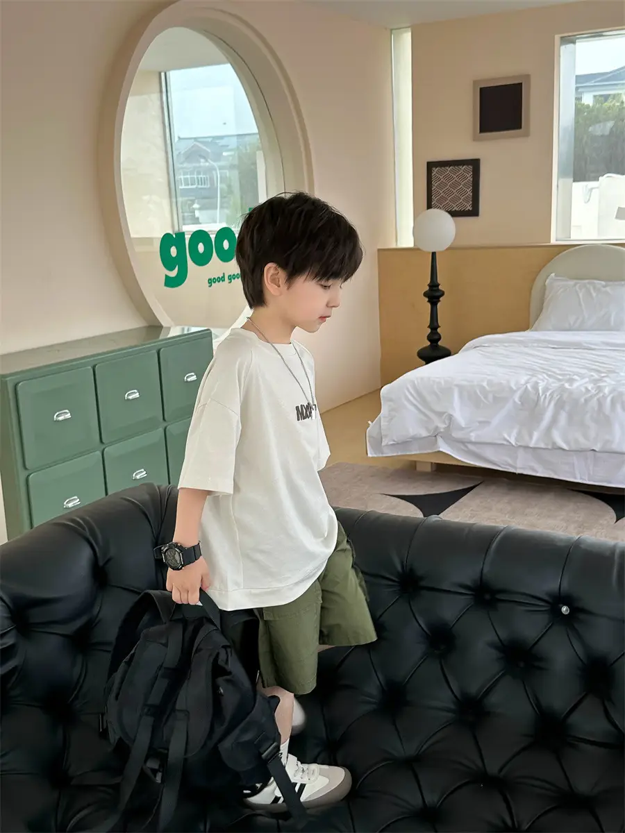 Kids Open T-Shirt Boys Summer Korean Style Embroidered 2025 — feature 13