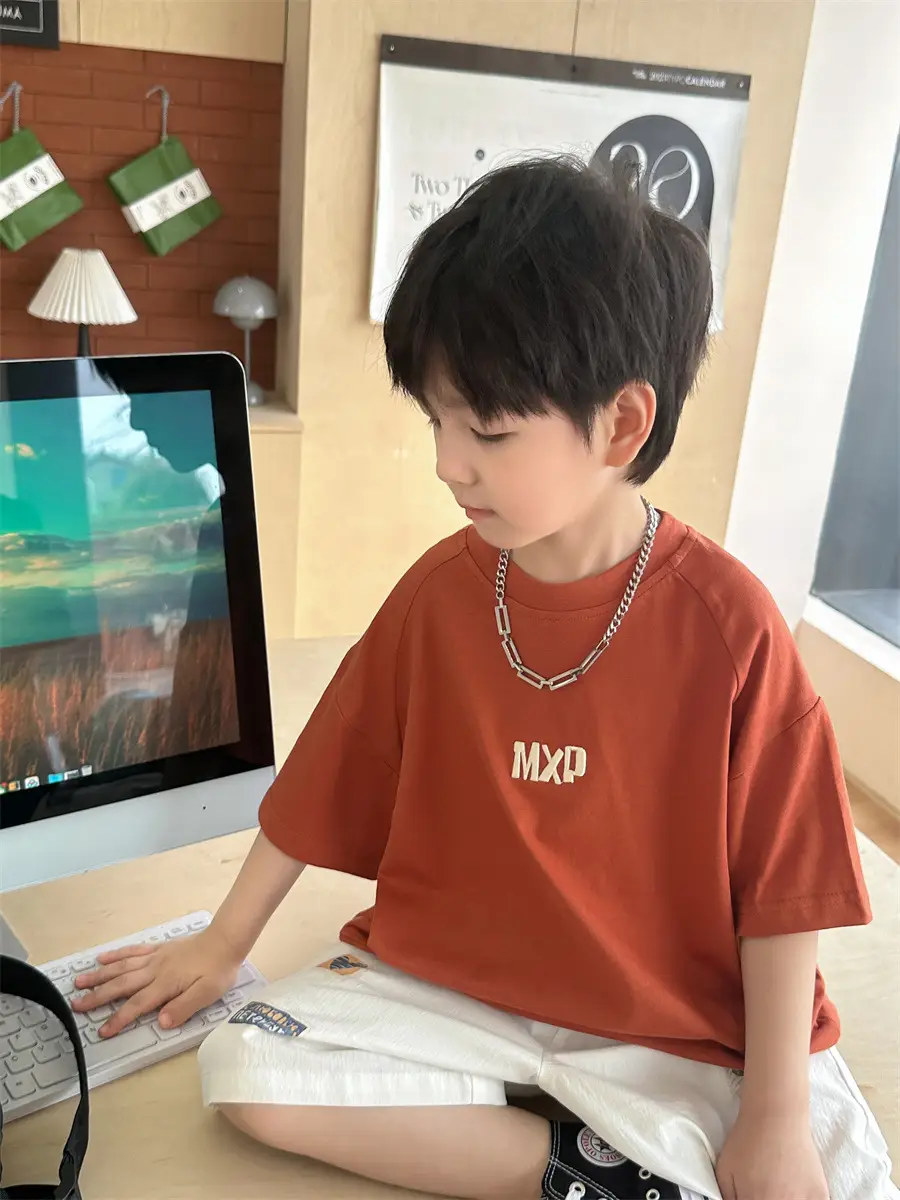 Kids Open T-Shirt Boys Summer Korean Style Embroidered 2025 — feature 17