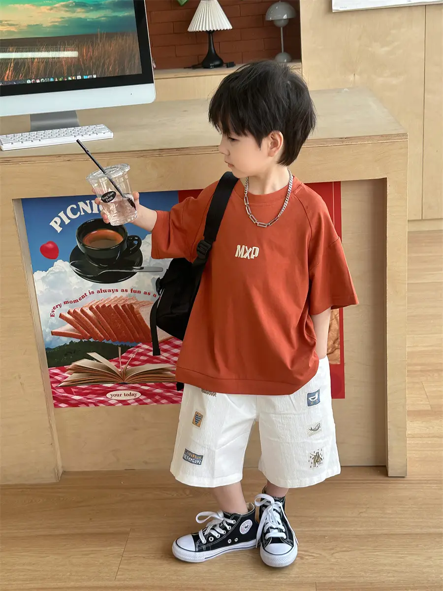 Kids Open T-Shirt Boys Summer Korean Style Embroidered 2025 — feature 19