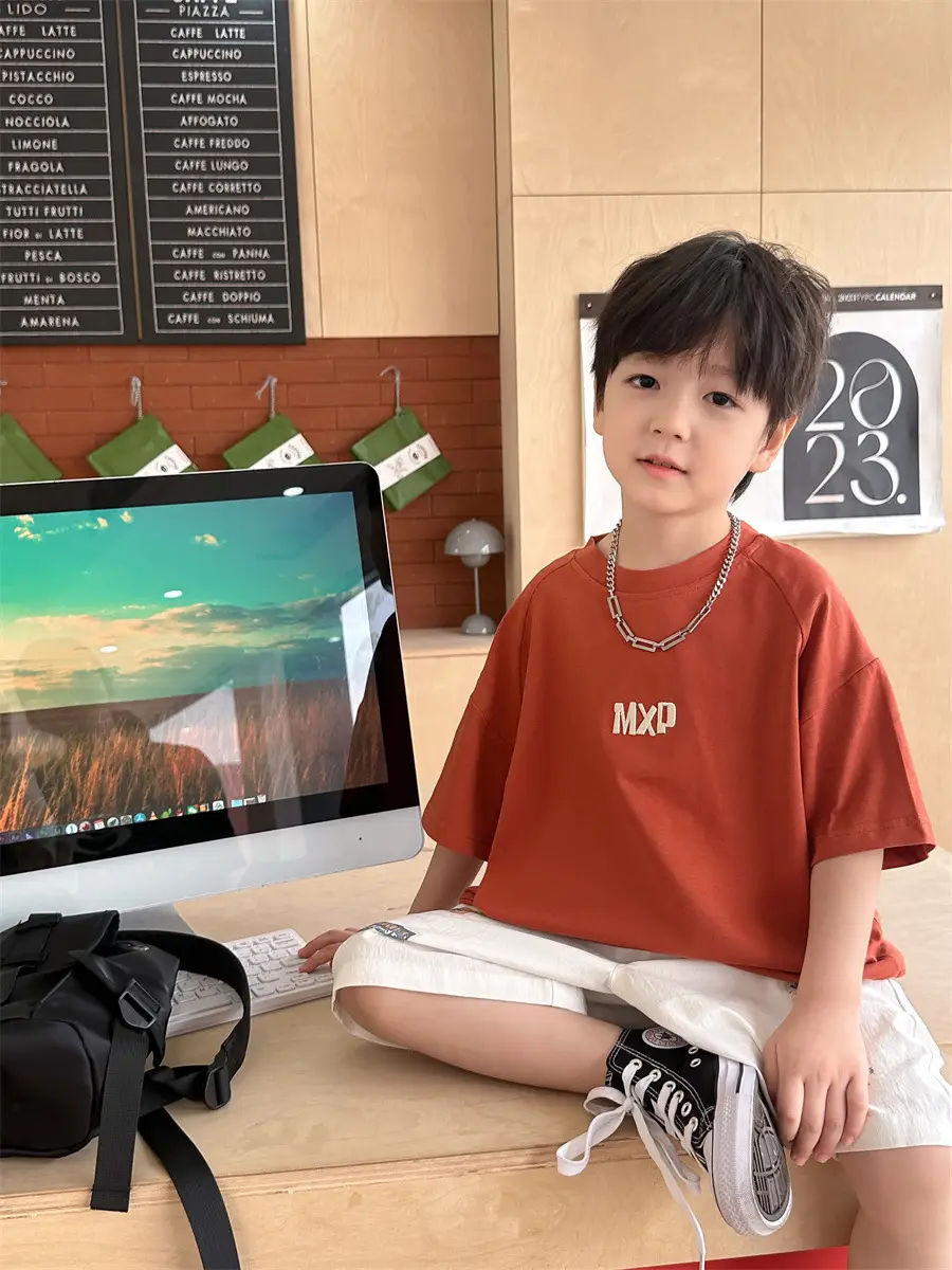 Kids Open T-Shirt Boys Summer Korean Style Embroidered 2025 — feature 25