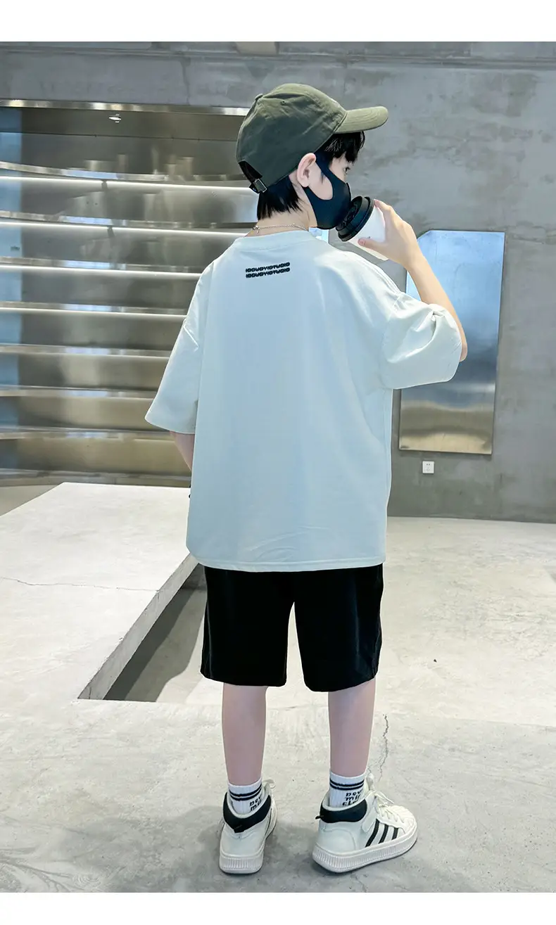 Summer White Graphic T-Shirt for Boys with Cap — feature 25