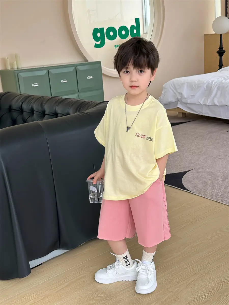 Boys White T-Shirt Shorts Set Summer 2025 Kids — feature 14