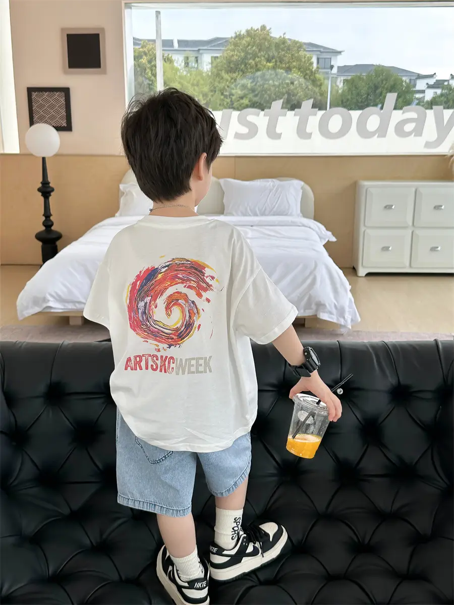 Boys White T-Shirt Shorts Set Summer 2025 Kids — feature 16