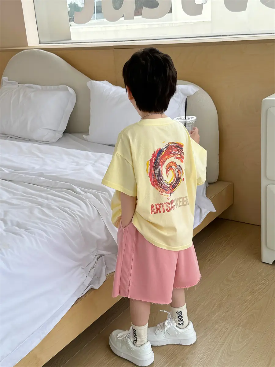 Boys White T-Shirt Shorts Set Summer 2025 Kids — feature 17
