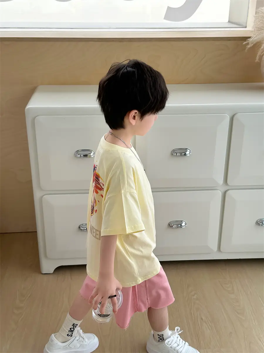 Boys White T-Shirt Shorts Set Summer 2025 Kids — feature 20