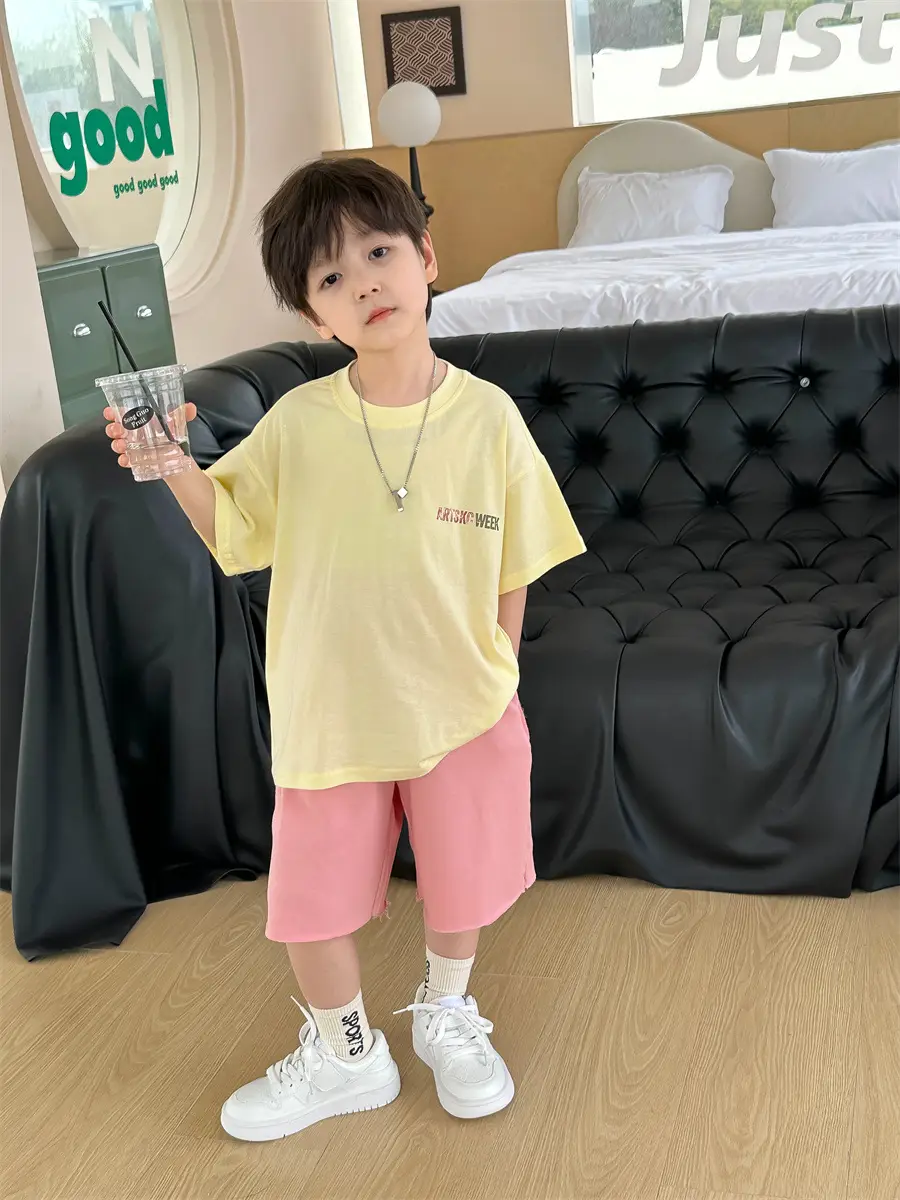 Boys White T-Shirt Shorts Set Summer 2025 Kids — feature 21