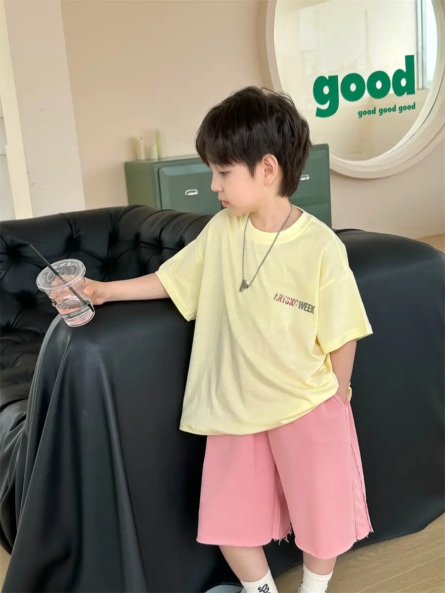 Boys White T-Shirt Shorts Set Summer 2025 Kids — feature 22