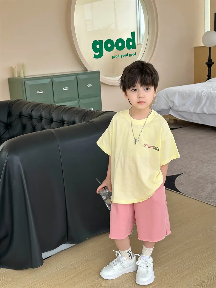 Boys White T-Shirt Shorts Set Summer 2025 Kids — feature 3