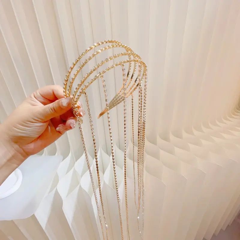 Gold Rhinestone Crossbody Head Chain for Women — feature 9