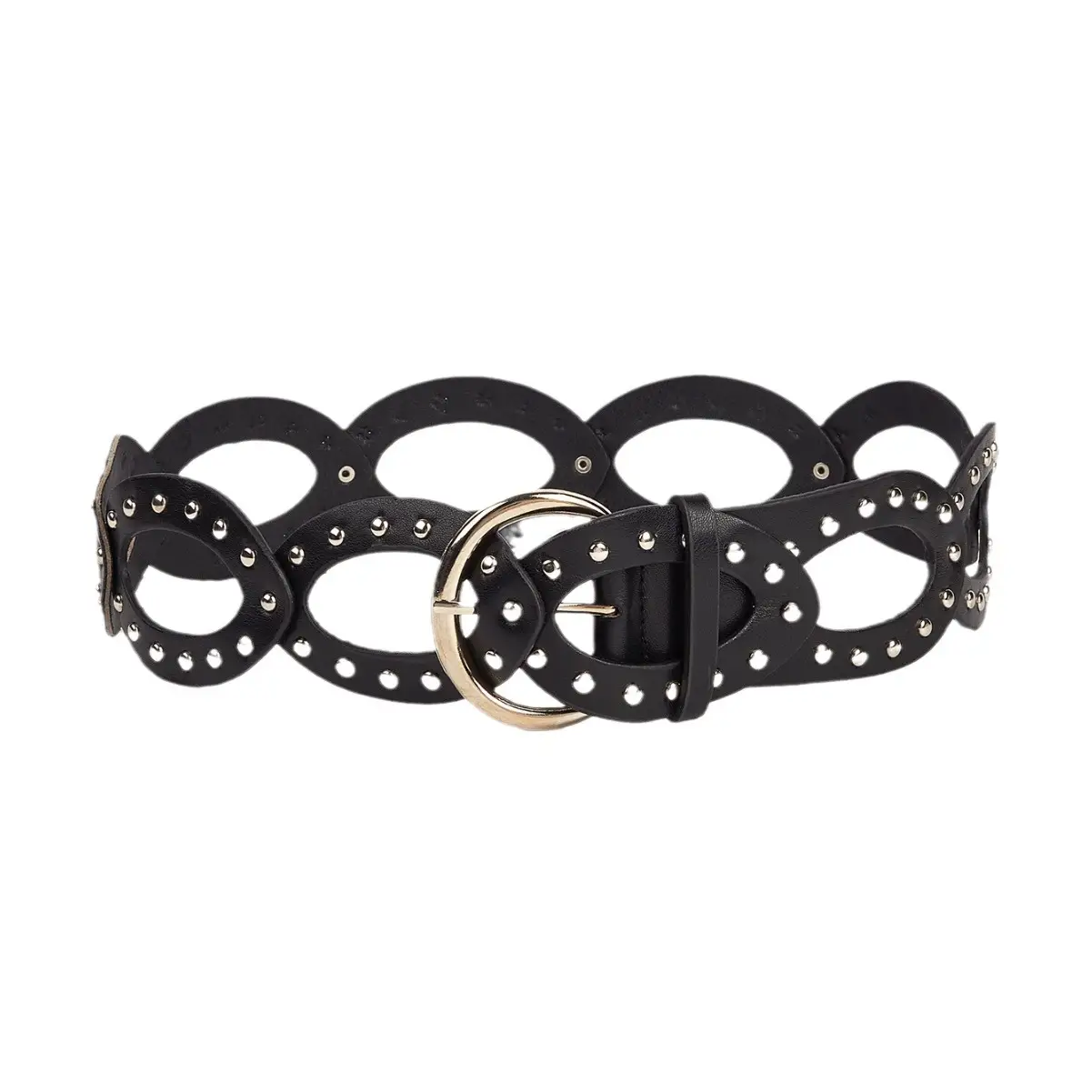 White Beaded Hollow Ring Waist Belt for Women