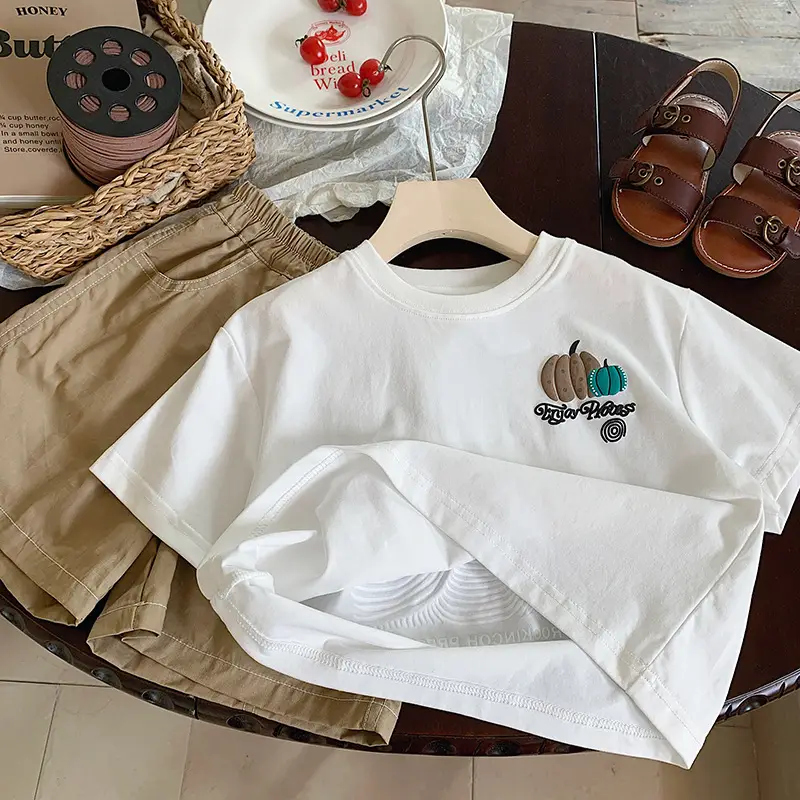 White Korean Style T-Shirt for Boys Summer Wear - Image 3