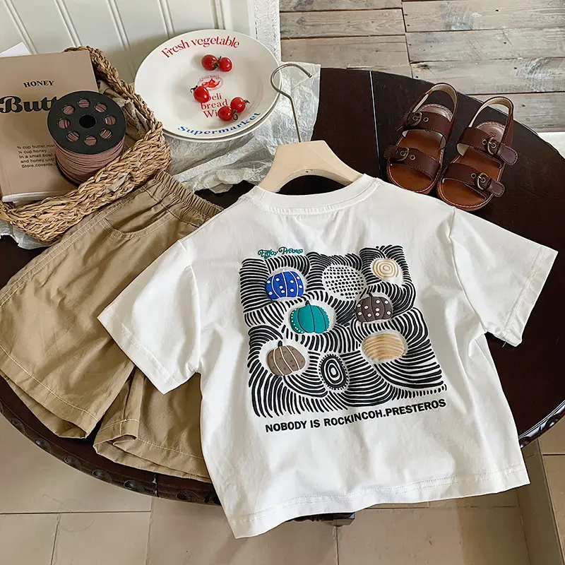 White Korean Style T-Shirt for Boys Summer Wear - Image 4