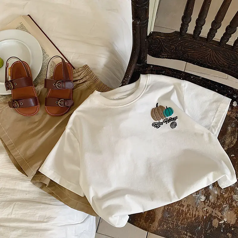 White Korean Style T-Shirt for Boys Summer Wear — feature 12
