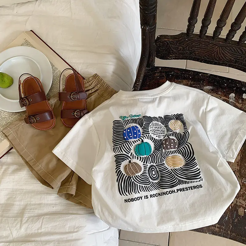 White Korean Style T-Shirt for Boys Summer Wear — feature 13