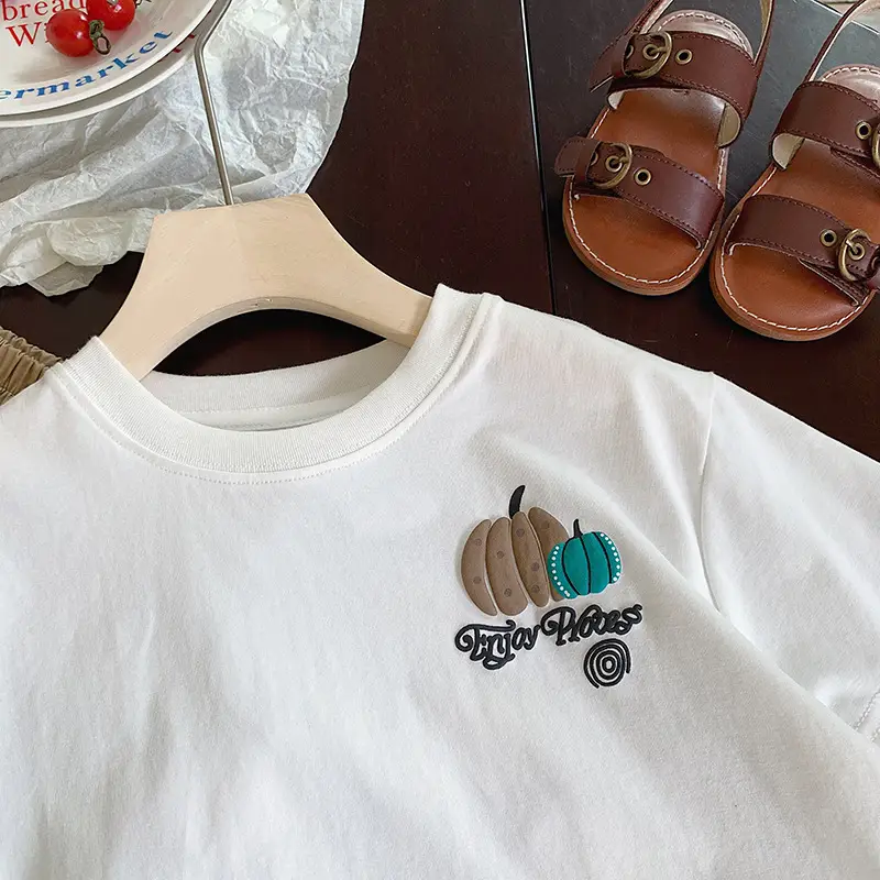 White Korean Style T-Shirt for Boys Summer Wear — feature 5