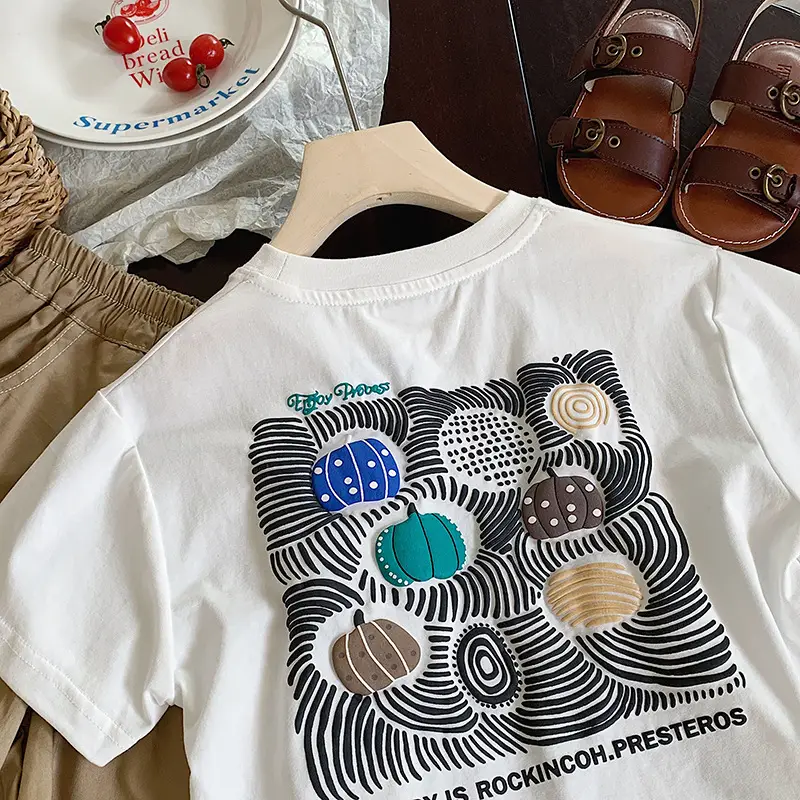 White Korean Style T-Shirt for Boys Summer Wear — feature 7