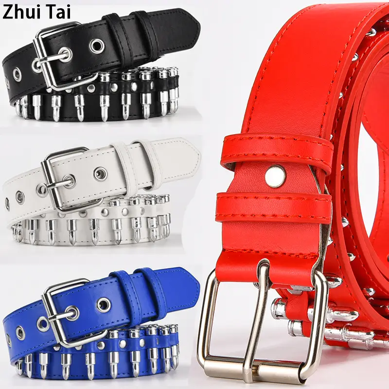 Zhu Tai Punk Belt Red Black White Blue Silver Adjustable - Image 5