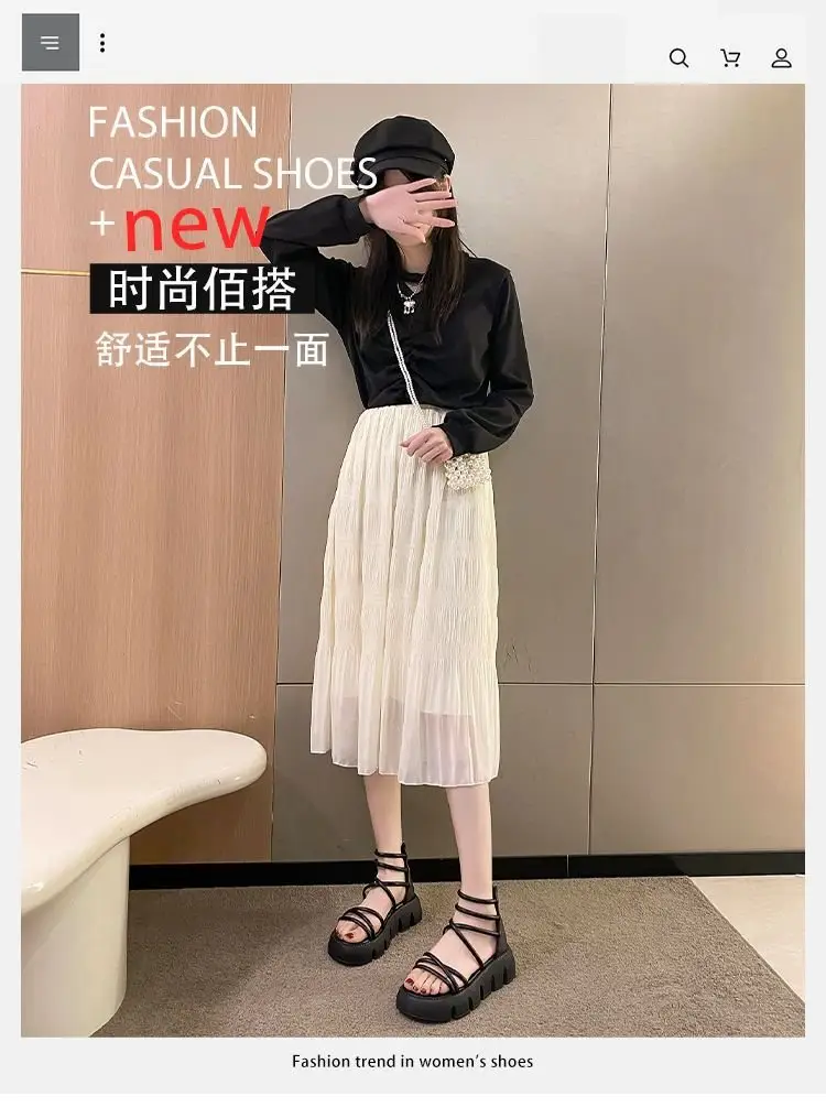Black Cross Strap Beach Sandals Thick Platform — feature 1