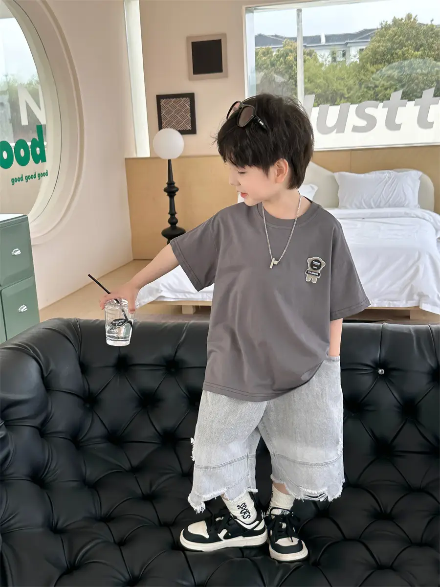 Boys Grey T-Shirt 2025 Kids Summer Wear - Image 7