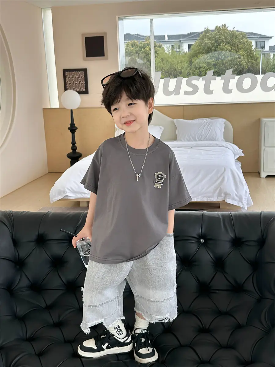 Boys Grey T-Shirt 2025 Kids Summer Wear — feature 14